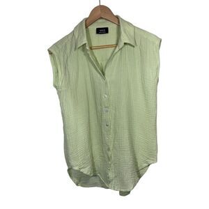 VICI Women’s Sleeveless Button Front Cotton Gauze Blouse Green Size Extra Small